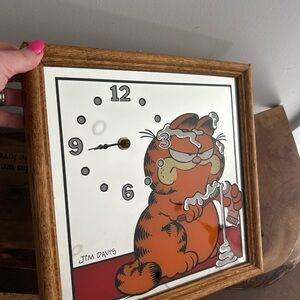 Vintage 1978 Garfield Cat Brushing Teeth Toothpaste Rare Mirror Wall Clock